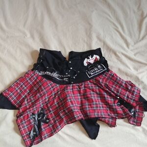 Red Plaid Skirt with Black Accents